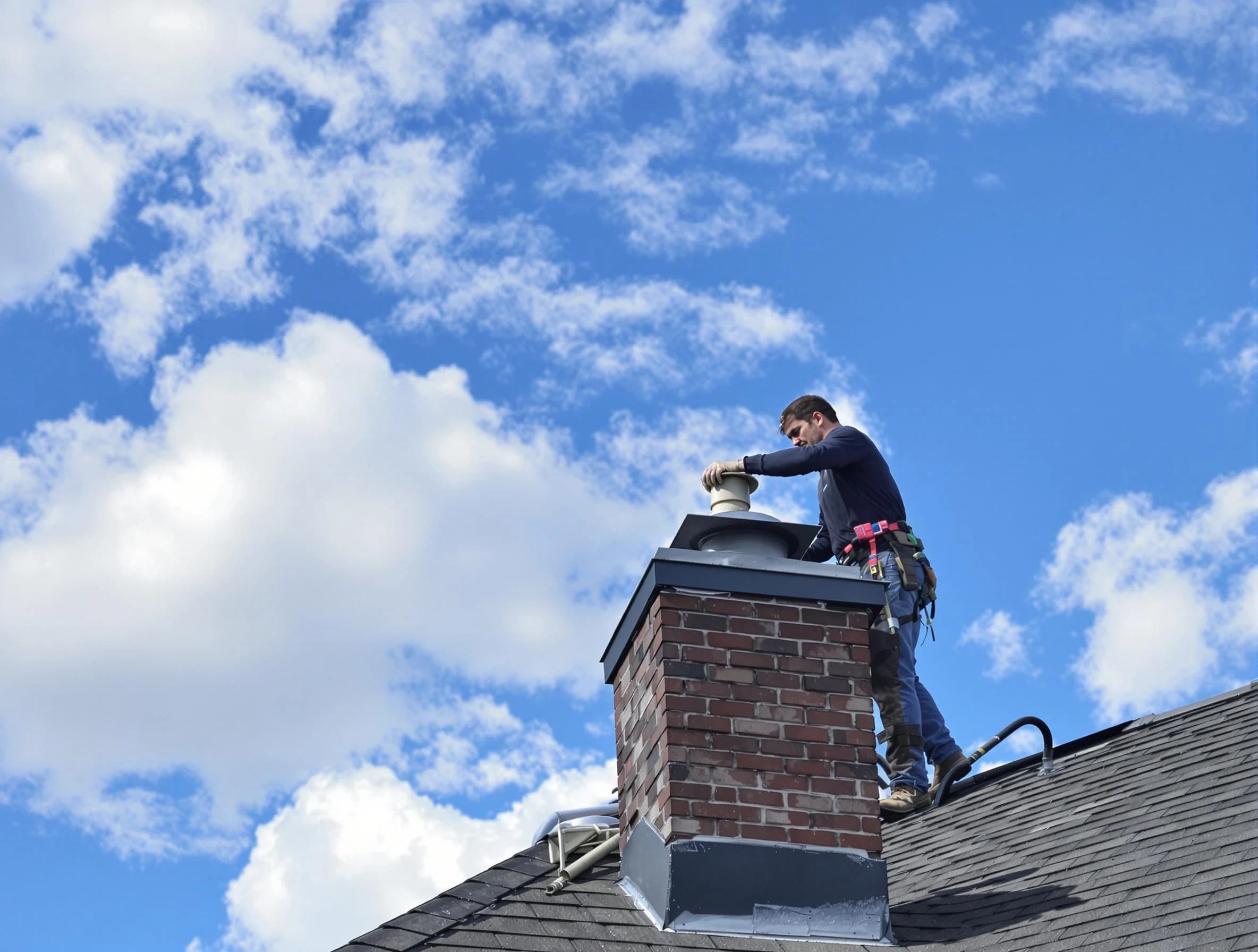 Chamblee Chimney Sweep installing a sturdy chimney cap in Chamblee, GA