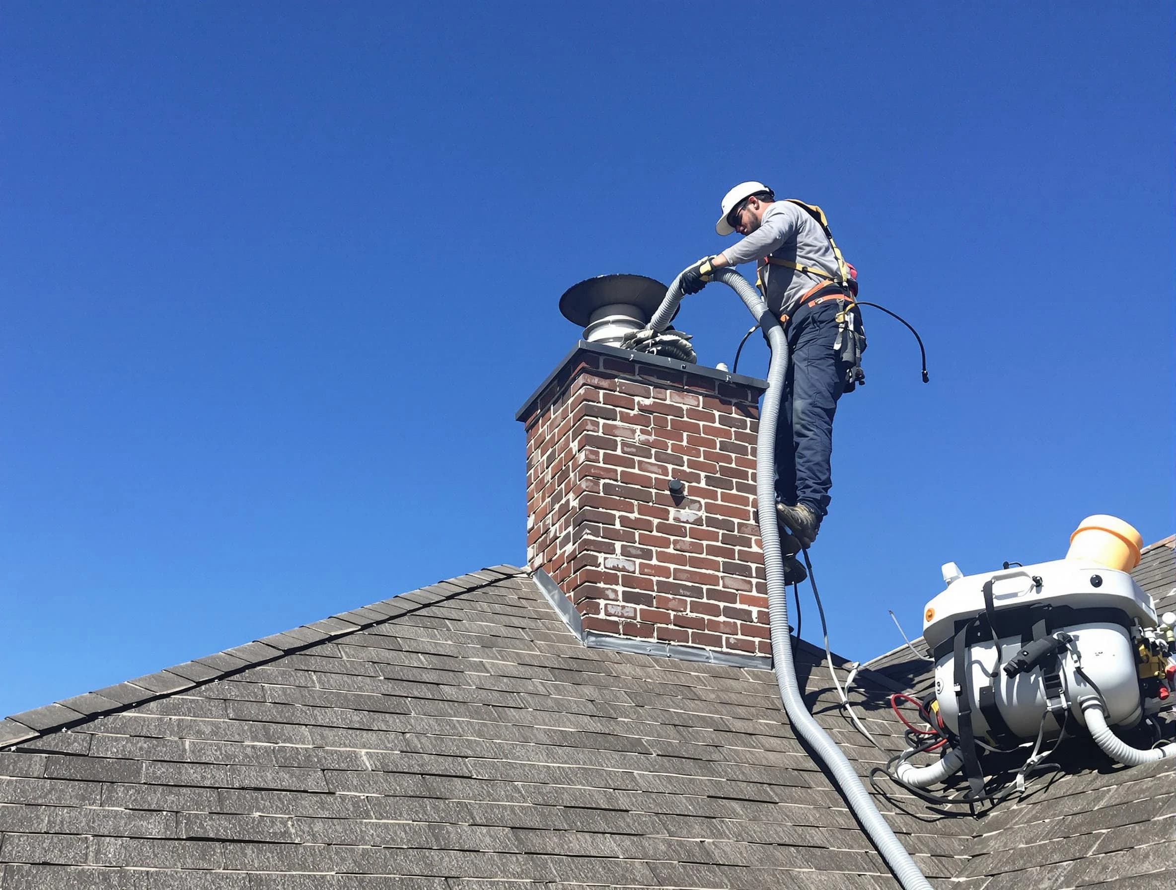 Dedicated Chamblee Chimney Sweep team member cleaning a chimney in Chamblee, GA