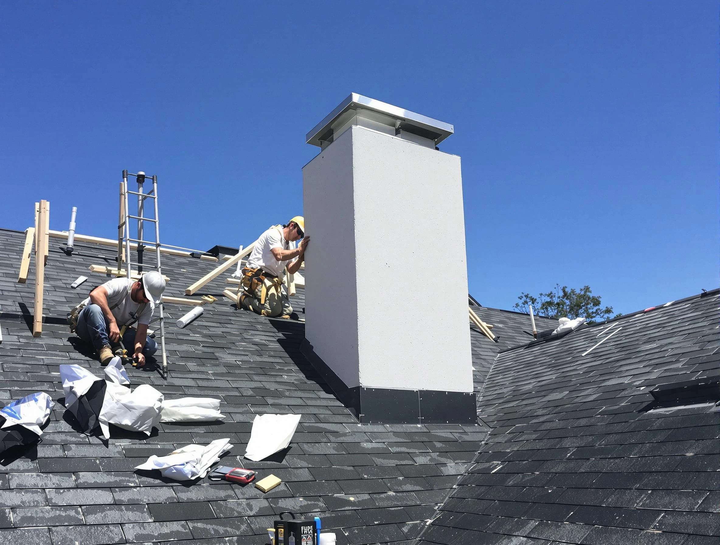 Chamblee Chimney Sweep crew installing a new chimney in Chamblee, GA