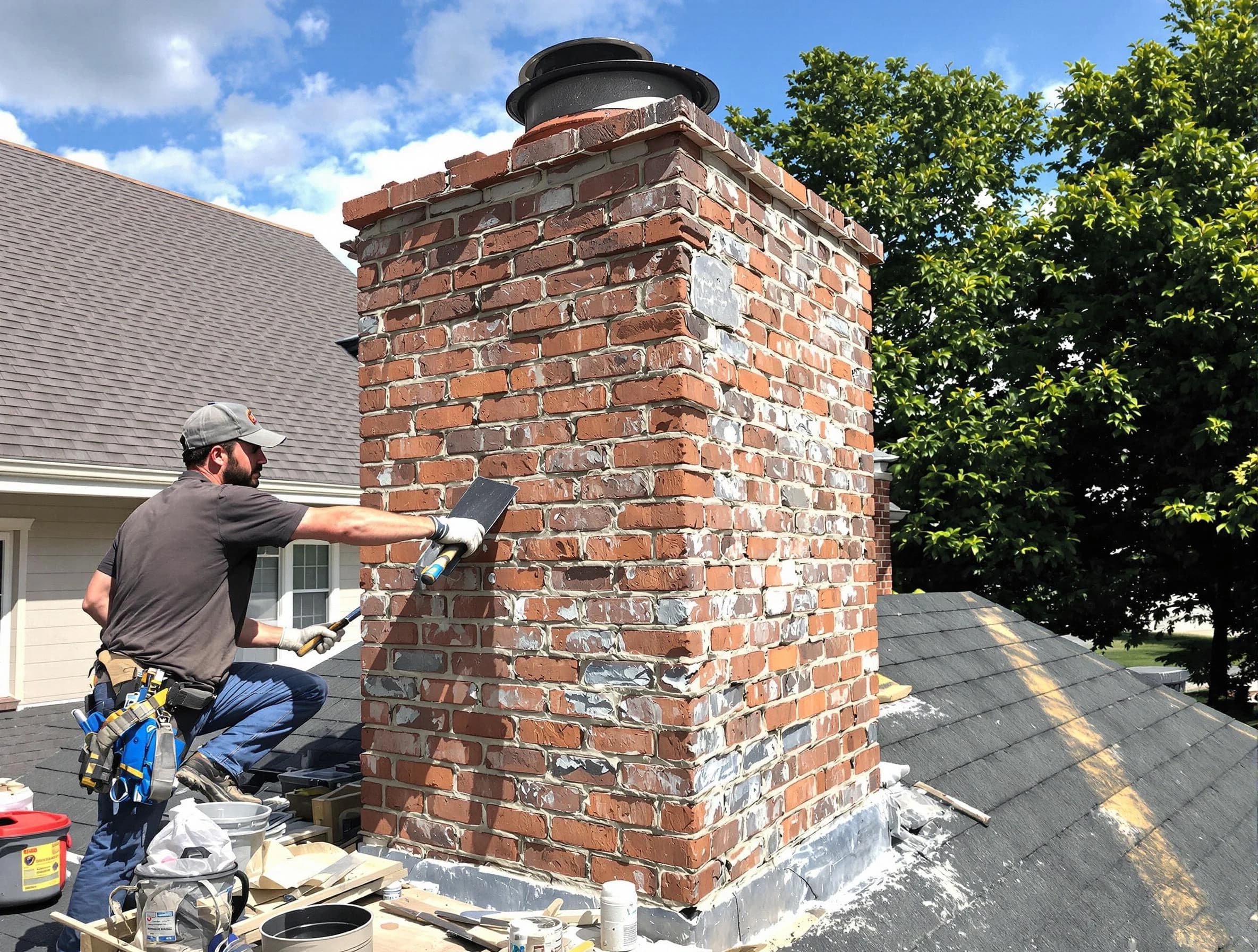 Completed chimney rebuild by Chamblee Chimney Sweep in Chamblee, GA