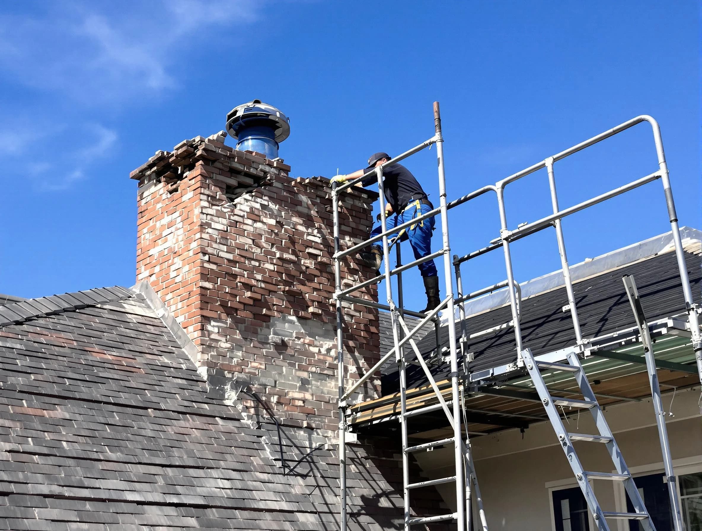 Rebuilding a chimney structure by Chamblee Chimney Sweep in Chamblee, GA
