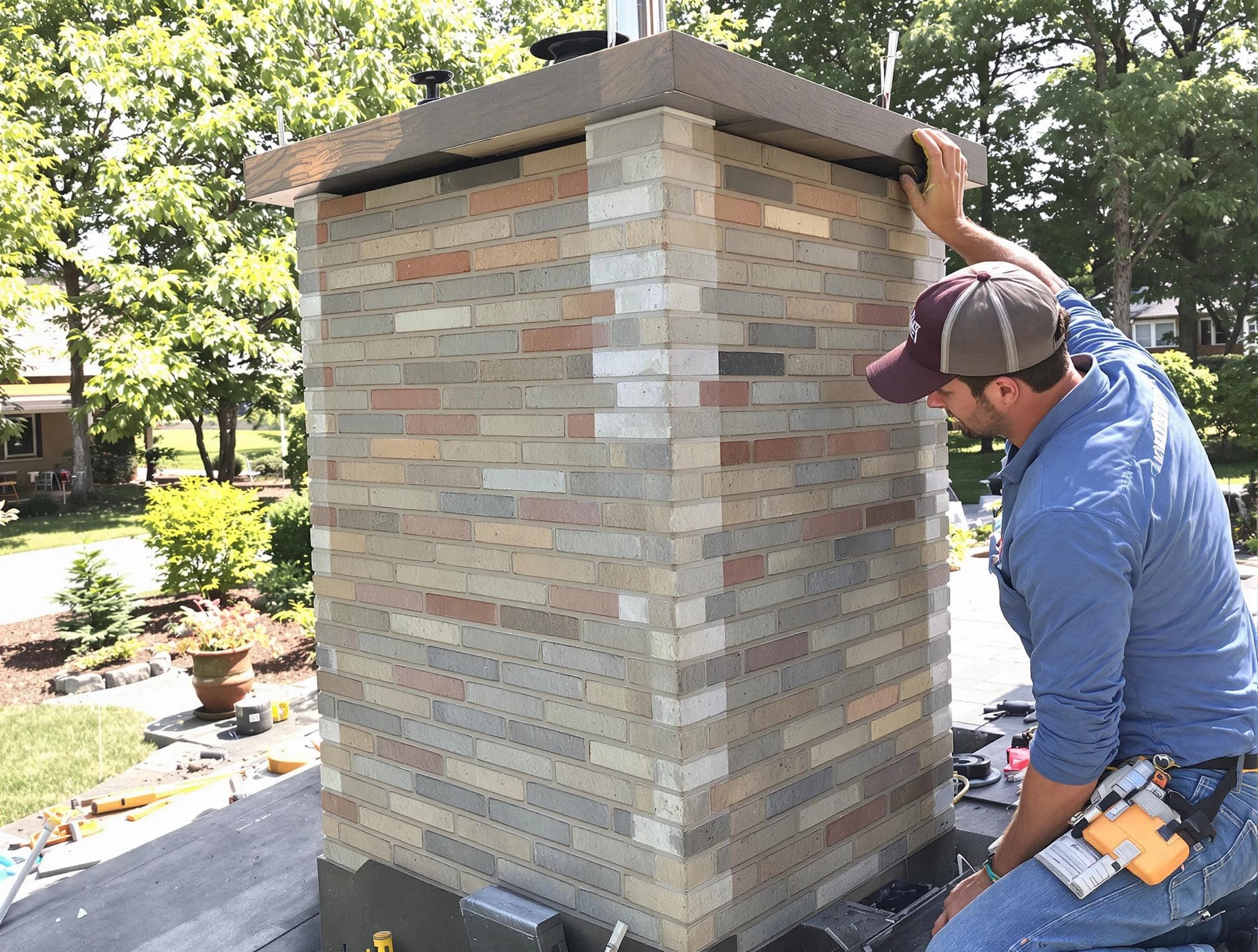 Chamblee Chimney Sweep completing a modern chimney remodel in Chamblee, GA