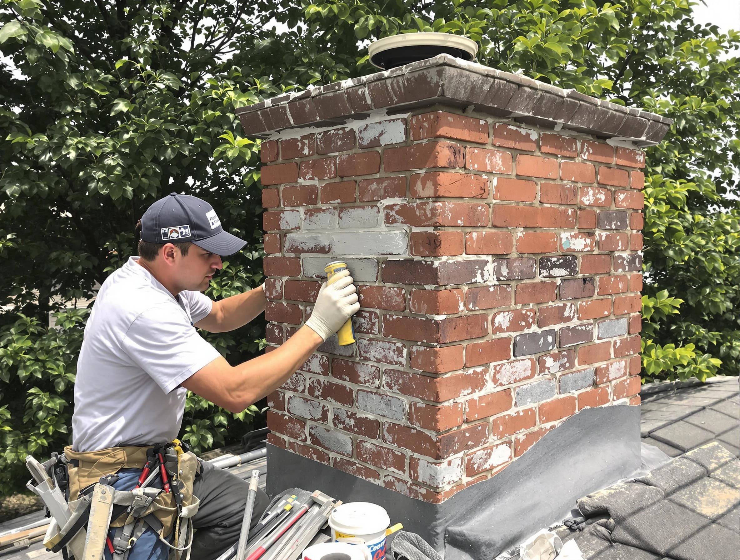 Chamblee Chimney Sweep restoring an aging chimney in Chamblee, GA