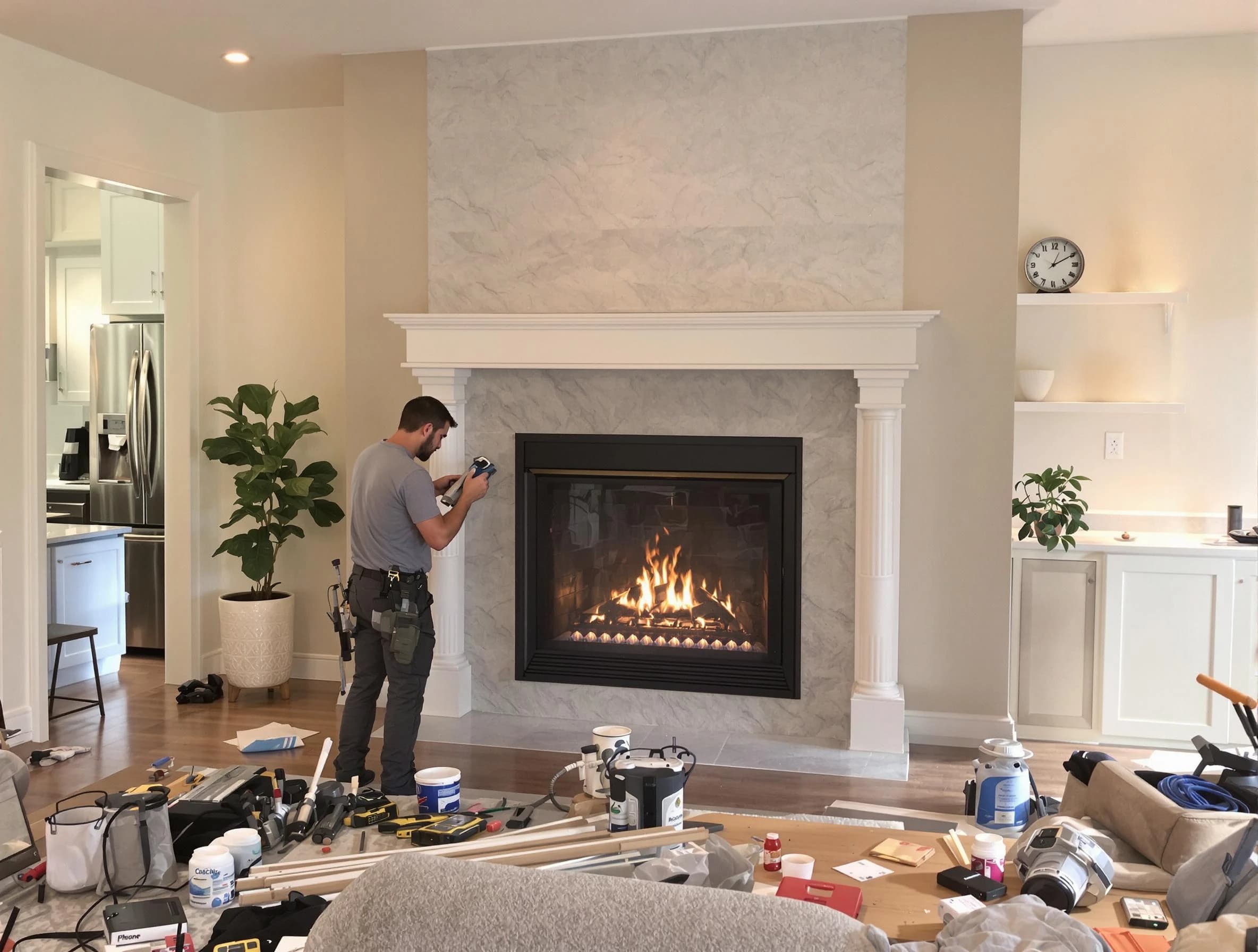 Newly installed fireplace by Chamblee Chimney Sweep in Chamblee, GA