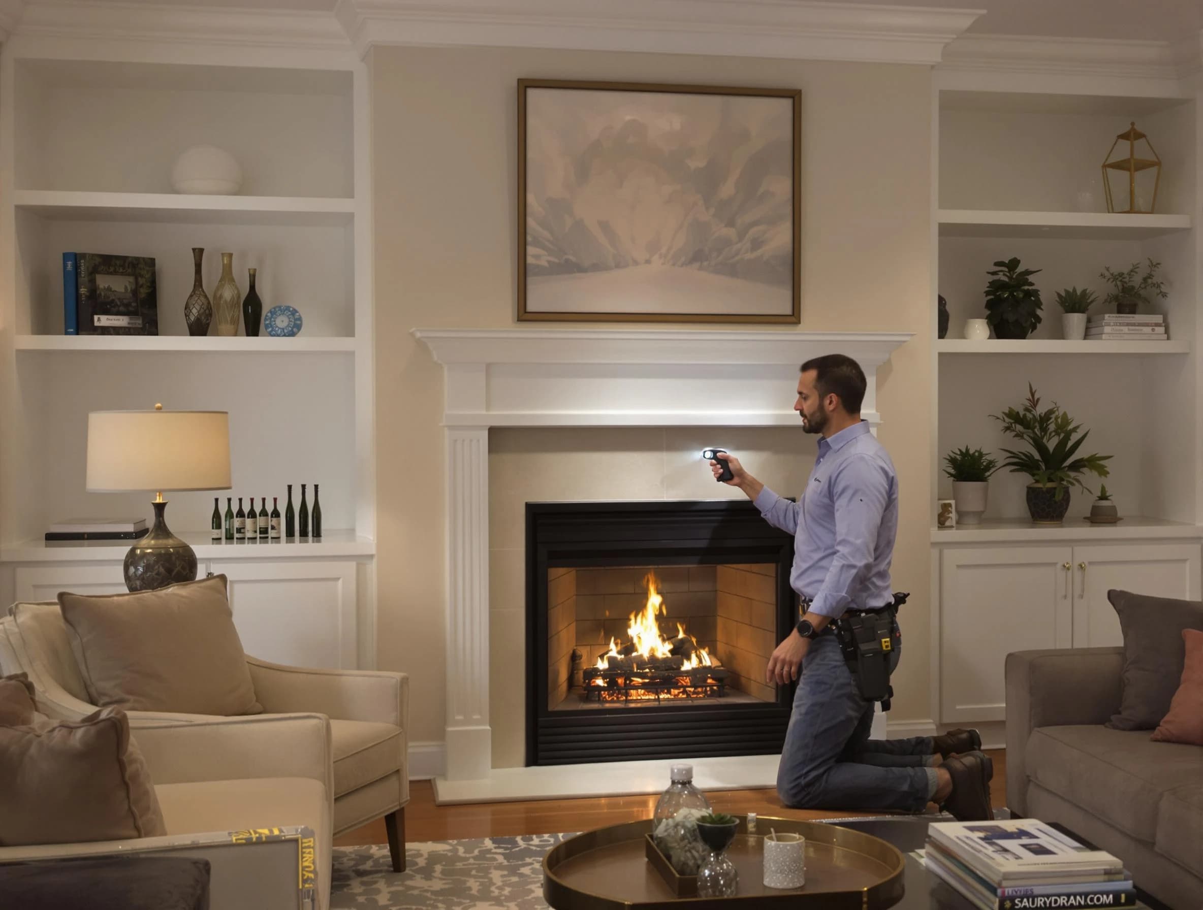 Chamblee Chimney Sweep conducting a fireplace safety inspection in Chamblee, GA