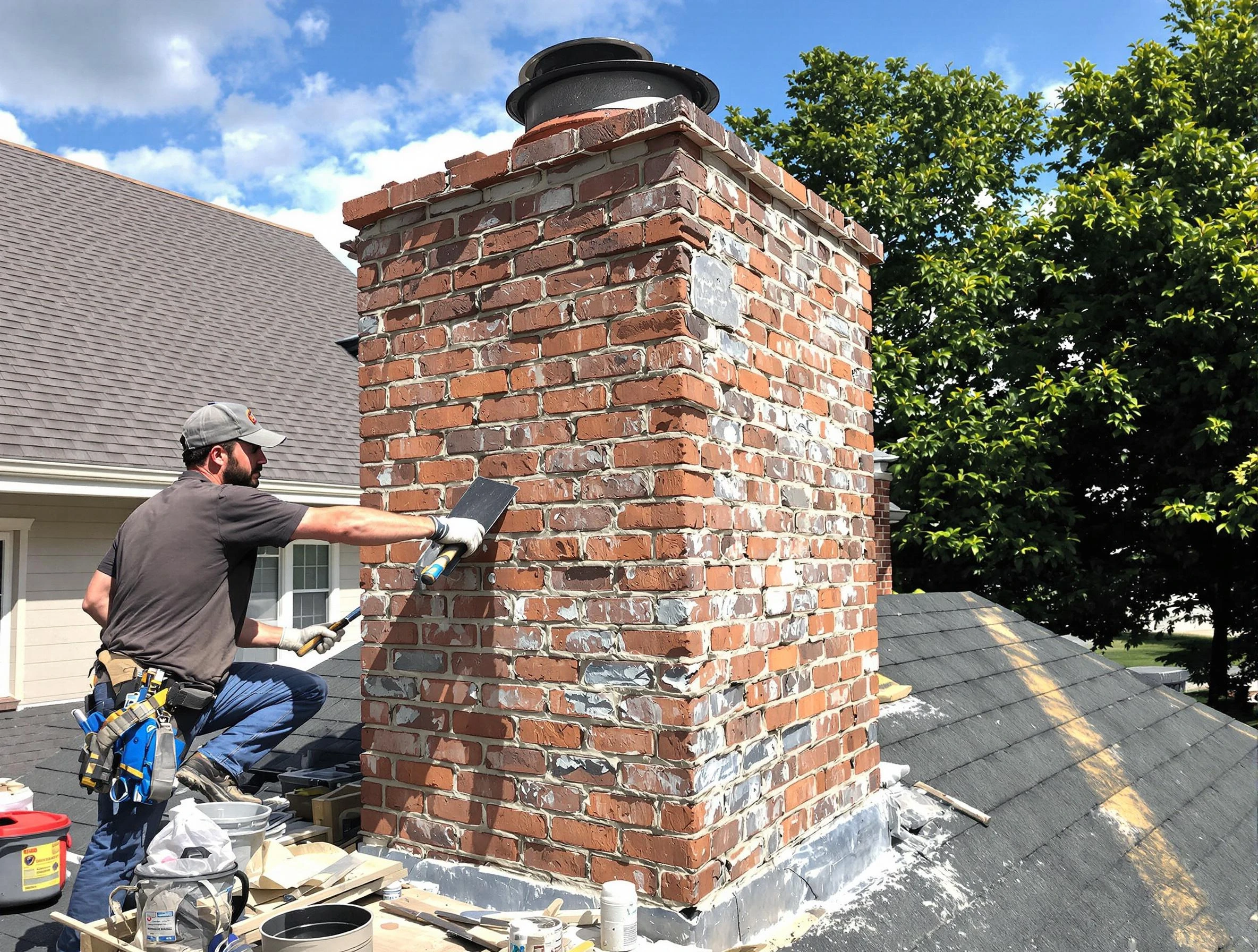 Completed chimney rebuild by Chamblee Chimney Sweep in Chamblee, GA