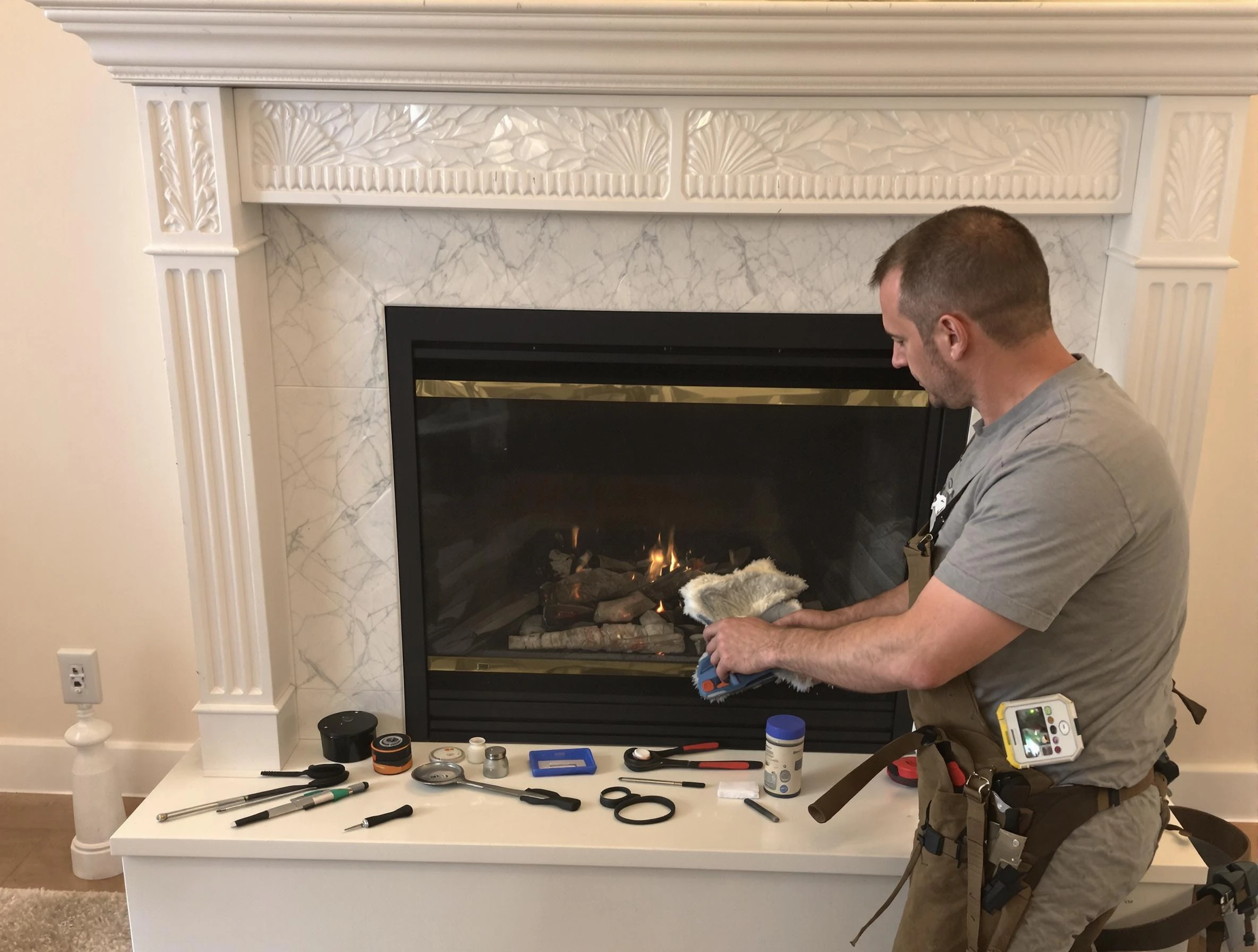 Chamblee Chimney Sweep performing fireplace maintenance in Chamblee, GA